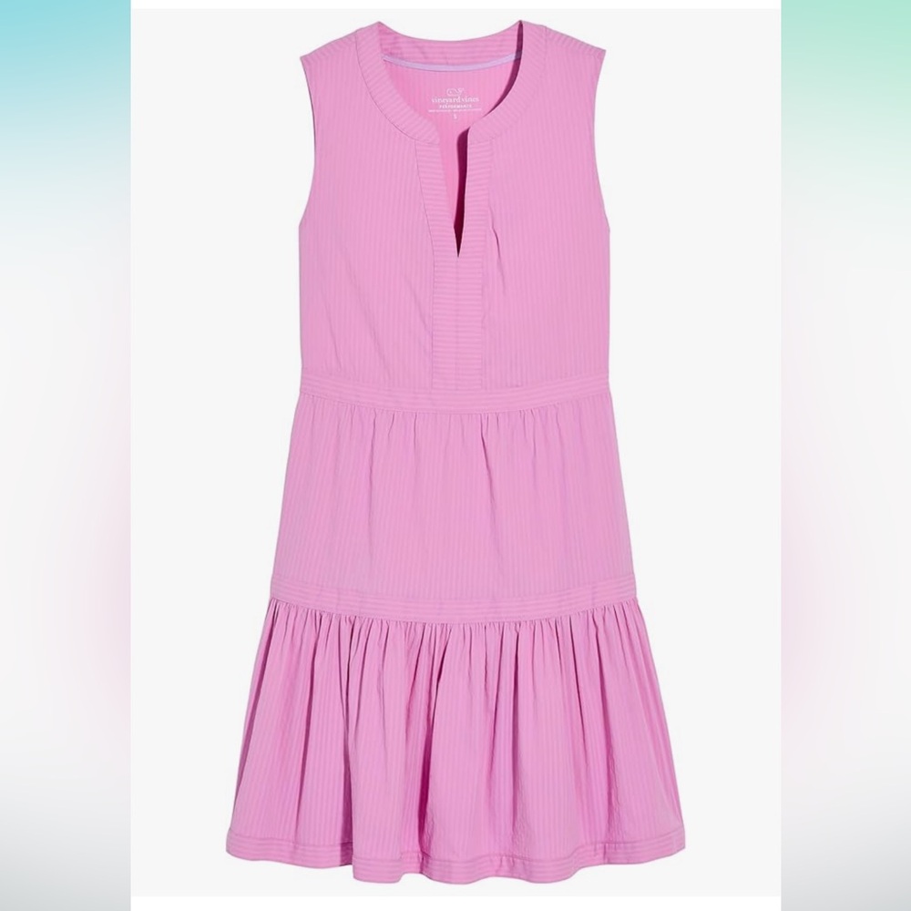 Vineyard Vines Harbor Tiered Dress in Black Raspberry